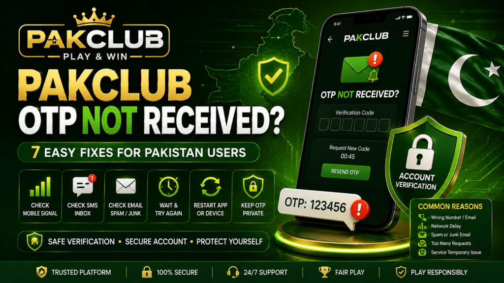 PAKCLUB OTP Not Received guide for Pakistan