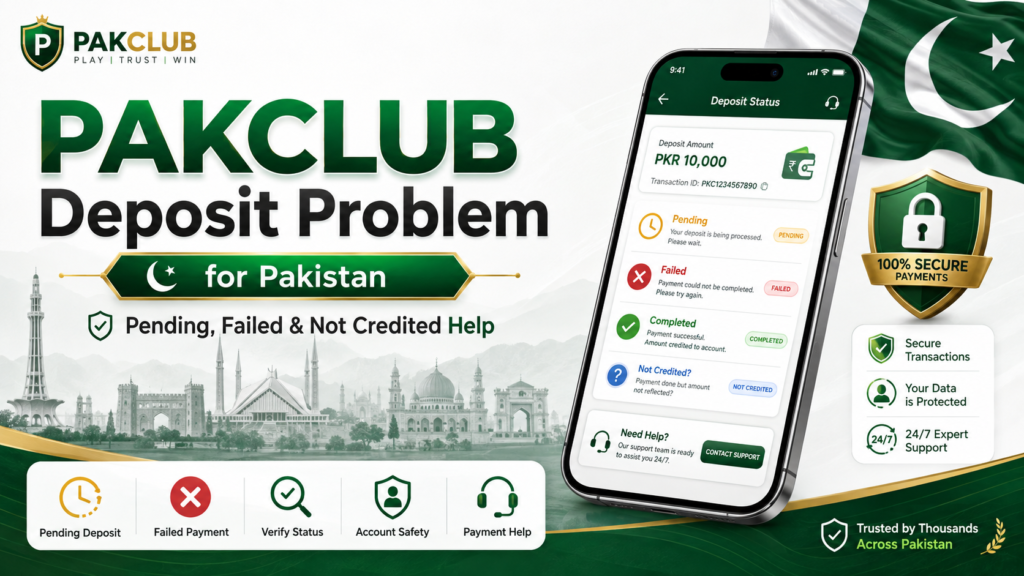 PAKCLUB Deposit Problem guide for Pakistan