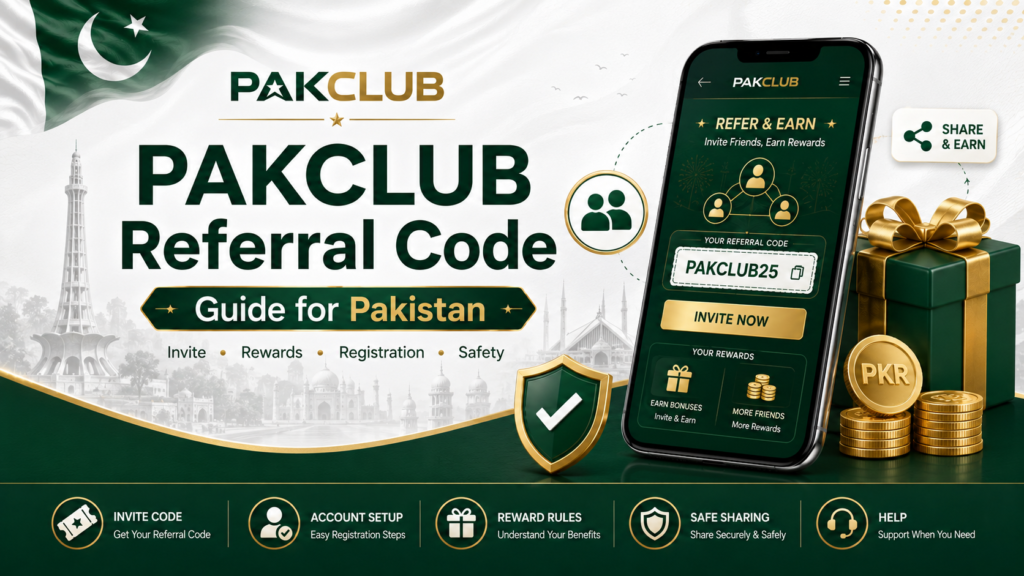 PAKCLUB Referral Code guide for Pakistan